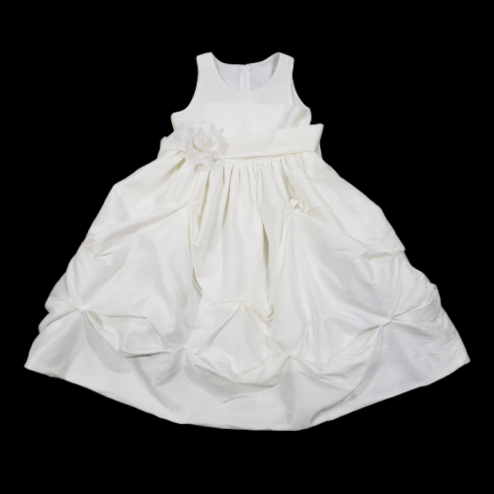 Girls Ivory shantung dress tea length - Picture 1 of 3